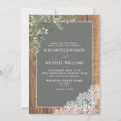 Sage Green Eucalyptus Wood Lace Script Weddenschap Kaart (Voorkant)