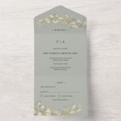 Sage Green Eucalyptus Wreath Wedding All In One Uitnodiging (Binnen)