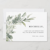 Sage Green Eucalyptus zal mijn Bridesmaid zijn in Kaart (Achterkant)