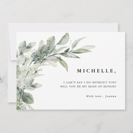 Sage Green Eucalyptus zal mijn Bridesmaid zijn in Kaart (Achterkant)
