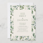 Sage Green EucalyptusLeaves Greenery Wedding Kaart (Voorkant)