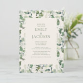 Sage Green EucalyptusLeaves Greenery Wedding Kaart (Staand voorkant)