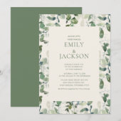 Sage Green EucalyptusLeaves Greenery Wedding Kaart (Voorkant / Achterkant)