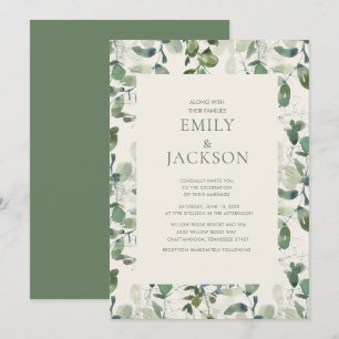 Sage Green EucalyptusLeaves Greenery Wedding Kaart