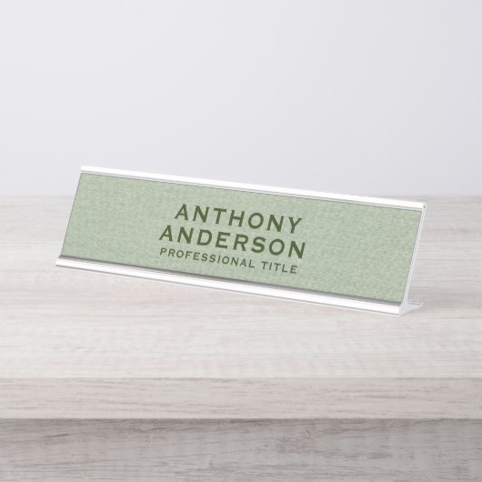 Sage Green Fabric Texture Bureau Naambordje (Voorkant)