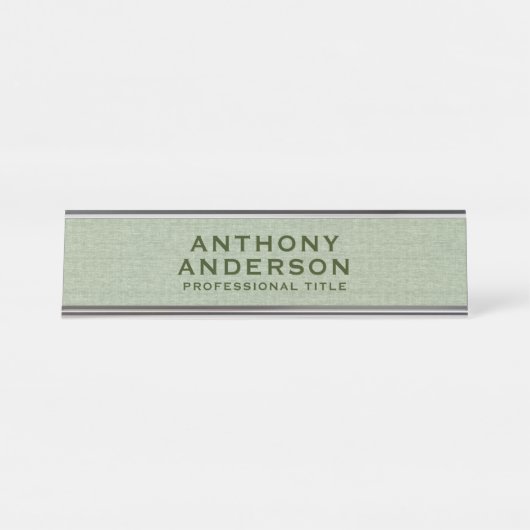Sage Green Fabric Texture Bureau Naambordje (Voorkant)