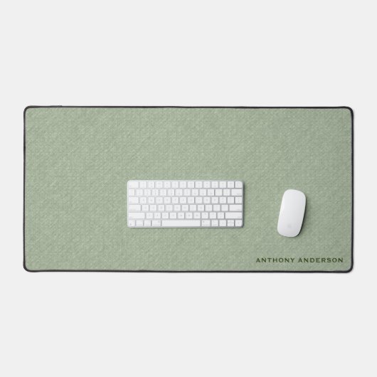 Sage Green Fabric Texture Bureaumat (Keyboard & Muis)