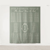 Sage Green Fabric Wedding Seating Chart Banner Wandkleed (Voorkant)