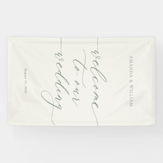 Sage Green Fabric Wedding Welcome Banner (Horizontaal)