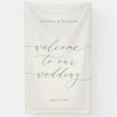 Sage Green Fabric Wedding Welcome Banner (Verticaal)