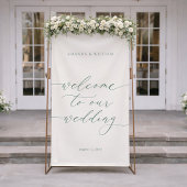 Sage Green Fabric Wedding Welcome Banner