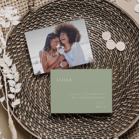Sage Green | Faded foto Bridesmaid-voorstel Kaart