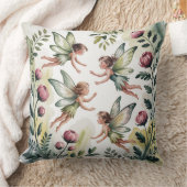 Sage Green Fairycore Floral Throw Pillow Kussen (Deken)