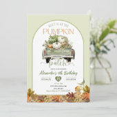 Sage Green Fall Leaves Pumpkin Patch Verjaardag Kaart (Staand voorkant)
