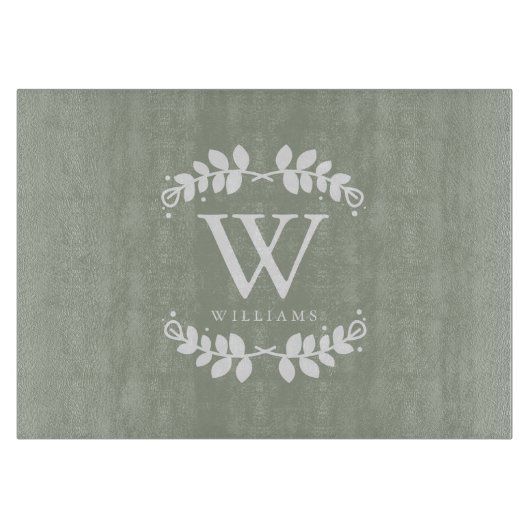 Sage Green Family Monogram Snijplank (Voorkant)
