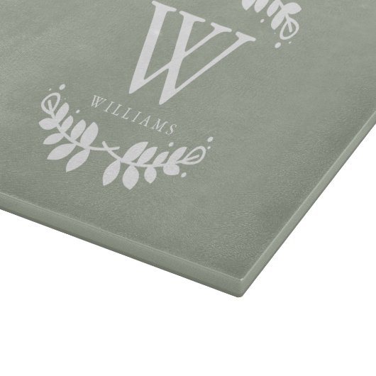 Sage Green Family Monogram Snijplank (Hoek)
