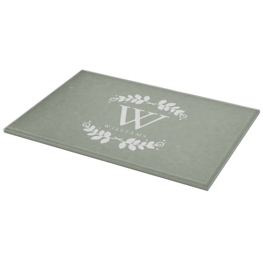 Sage Green Family Monogram Snijplank (Hoek)