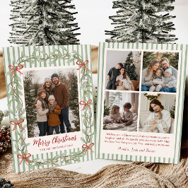 Sage Green Family Photo Christmas Holiday Card Feestdagenkaart