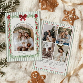 Sage Green Family Photo Christmas Holiday Card Feestdagenkaart