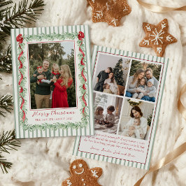 Sage Green Family Photo Christmas Holiday Card Feestdagenkaart