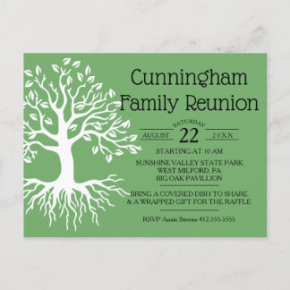 Sage Green Family Reunion Family Tree Silhouette Uitnodiging Briefkaart