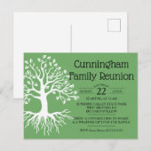Sage Green Family Reunion Family Tree Silhouette Uitnodiging Briefkaart (Voorkant / Achterkant)