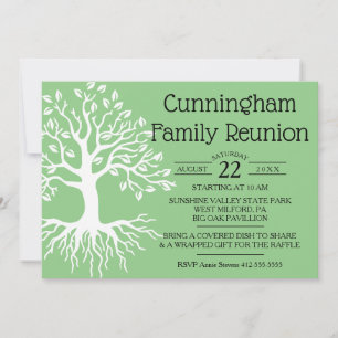 Sage Green Family Reunion Tree Silhouette Save The Date
