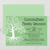 Sage Green Family Reunion Tree Silhouette Save The Date (Voorkant / Achterkant)