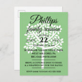 Sage Green Family Reunion White Tree Silhouette Uitnodiging Briefkaart (Voorkant / Achterkant)