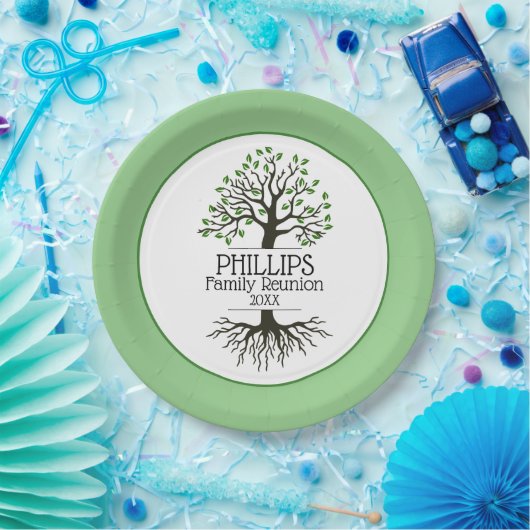 Sage Green Family Tree-reünie Papieren Bordje (Feest)