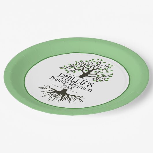 Sage Green Family Tree-reünie Papieren Bordje (Gekanteld)