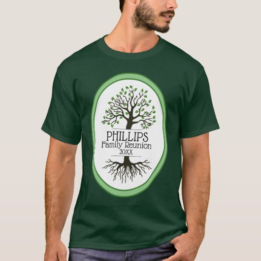 Sage Green Family Tree-reünie T-shirt (Voorkant)