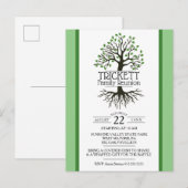 Sage Green Family Tree-reünie Uitnodiging Briefkaart (Voorkant / Achterkant)
