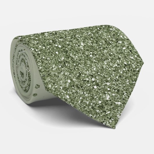 Sage Green Faux Glitter Sparkles Wedding Stropdas (Opgerold)