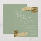 Sage Green Faux Gold Foil Weddenschap (Voorkant / Achterkant)