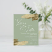 Sage Green Faux Gold Foil Weddenschap (Staand voorkant)