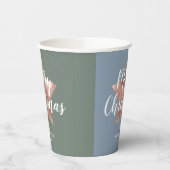 Sage Green Faux Roos Gold Star Merry kerst Papieren Bekers (Links)
