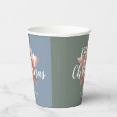 Sage Green Faux Roos Gold Star Merry kerst Papieren Bekers (Rechts)