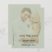 Sage Green Faux Vellum Fotobruiloft Bewaar de datu (Voorkant / Achterkant)