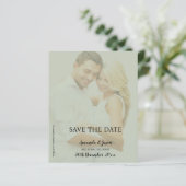 Sage Green Faux Vellum Fotobruiloft Bewaar de datu (Staand voorkant)