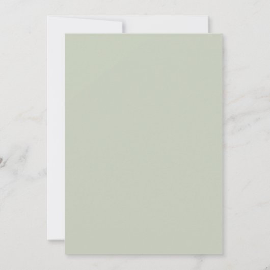 Sage Green Faux Vellum Minimalistische Overlay Wed Kaart (Achterkant)