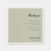 Sage Green Faux Vellum Wedding Bedankt Bericht Servet (Voorkant)