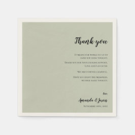 Sage Green Faux Vellum Wedding Bedankt Bericht Servet