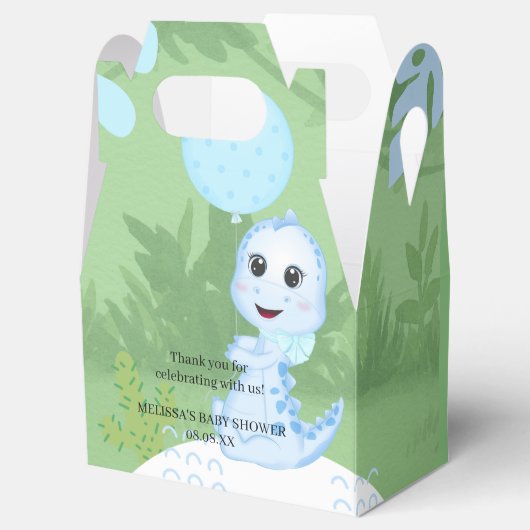 Sage Green Favor Box Blue Dinosaur Ballon Bedankdoosjes (Geopend)