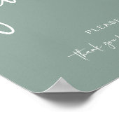 Sage Green Favor Sign Moderne minimalistische douc Poster (Hoek)