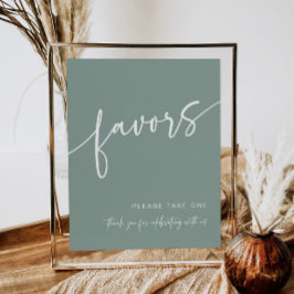 Sage Green Favor Sign Moderne minimalistische douc Poster