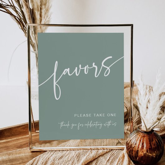 Sage Green Favor Sign Moderne minimalistische douc Poster