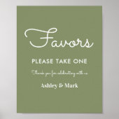 Sage Green Favors Wedding Sign Poster (Voorkant)