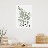 Sage Green Fern Botanical Illustration Print nr. 1 (Keuken)