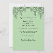 Sage Green Fern Leaf bruiloft uitnodiging (Voorkant)